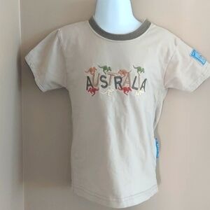 Australian souvenir kids short sleeve tee shirt - khaki green - size 2T/3T